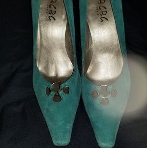 Teal suede heels